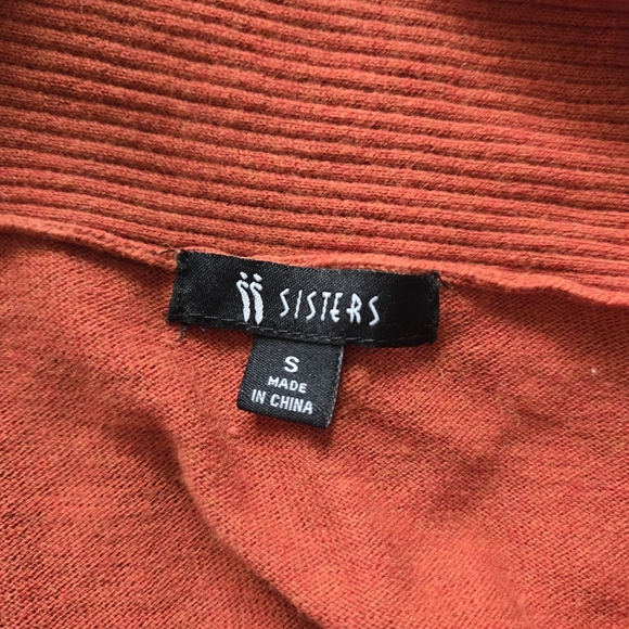 Sisters Rust Open Front Waterfall Cardigan - Picture 3 of 5